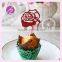 Laser cut pearl paper flower shape decoration cupcake topper CT-4