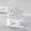 Personalized white laser cut wedding invitations with white ribbons