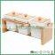Set of 3 White Ceramic Condiment Pots / Spice Serving Jars with Serving Spoons & Bamboo Stand
