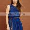 New Arrival Women Blue Elegant Short Casual Dress With Pleat