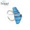 2016 Three- dimensional triangle blue turquoise mosaic copper ring for gift 2016 wholesale