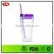 16oz bpa free plastic double insulated tumblers with straw