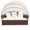 Leisure Rattan Garden Day Bed Furniture Set (Brown) Roof Sun Lounger
