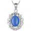 925 sterling silver unique design natural blue Chalcedony micro inlay artificial diamond pendant set designs