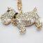New metal puppy dog keychain crystal keychain gold silver keychain metal key chain