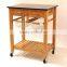 Hot sale bamboo kitchen trolley design with basket and wheels