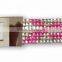 PU Leather Bracelet with Zinc alloy locking part, Hot Sale Gift Leather with Crystal Gem Decoration