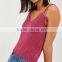Fashion Design Scoop Neck And Back Basic Style Metal Yarn Fancy Camisole Top