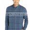 Hot Men's blue check cotton shirt MSRT0077