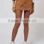 Wholesale OEM Services Crochet Mini Skirt For Ladies Lace Brown Mini Skirts With Wide Stretch Waistband