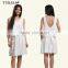 Ladies Fashion Chiffon Skirt Silver Sequins Decoration White Women Short Skirt