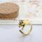 Fashion Design Gold Plated Dog Open Ring Animal Style Cuff Ring