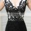 Latest Design party dress Customized Black and white applique deap V Cocktail Dresses