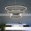 Modern Pendant Lamp Ring Shaped Droplight Black  / White Hanging Wire Chandelier Lighting