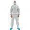 White/Blue Disposable Hooded Microporous Coveralls Wholesale Disposable Overall Suits