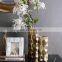 Nordic Golden 3D Grid Cylindrical  Modern Ceramic Decor Luxury Table Flower Vase for Home Home