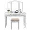 Stylish and simple dressing table with 3 large mirrors and drawers