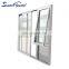 Customized French Style Modern Design Patio Door Triple Rail Aluminum Double Glass Sliding Door with Mosquito Net Awning Window