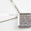 Yiwu wholesale market popular beautiful silver plated box chain jewelry chic square pendant necklace for girls