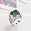 Factory sale rhodium plating big Indian ring for man with emerald