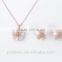2016 New Women Bridal Jewelry Sets Rose Gold Plated Thin Link Chain Crystal Inlaid Opal Flower Pendant Necklace Earrings