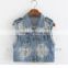 ss lastest girls' denim vest,waistcoat with shining acrylic,china supplier