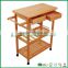 home basic bamboo wooden kitchen trolley cart with with storage drawer
