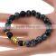 New Hot Models Natural Black Alabaster Bead Gold Silver Plated Buddha Leopard Head Bracelet Charm Stretch Beaded Yoga Bracelet