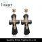 Fashion Jewelry Hot Selling Big Cross Black Sheet Golden Alloy Drop Earring