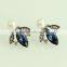 silver big pearl rhinestone alloy earrings
