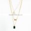 Multilayer Strands Chain Pendant Necklace Geometry Shape Natural Stone Long Sweater Choker For Lady