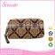 Wholesale fashion style floral-print PU cosmetic bags with double zipper