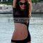 Black Sexy Dew Navel Hollow-out Short Sleeves One-piece Swimwear PW-LC41081