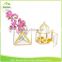 2016 new fashionable wrought iron geometric vase / table number display box brass / glass moss growing flower pot holder