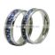 Fashion western wedding ring sets blue carbon fiber inlay couples wedding ring