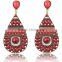 Red bead jewelry rhinestone alloy plated modern girls single stone earring designs