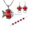 Cheap Fish jewelry ruby bracelet sets 4pcs girls necklace earring set