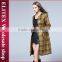2015 European Design Yellow Plaid Wind Coat Ladyies Winter Dress