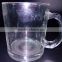 340 ml clear glass coffee mugs with handle