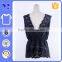 White and Black Slim Wasit Line Crochet Trim Latest Design V NeckSexy Blouse