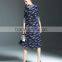 Ancient printing high neck oversize spring dresses for fat lady