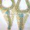 Gold blue crystal pearl Anklets toe ring barefoot sandal PAYAL