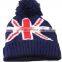 sales cheap UK flag knitted winter hats with ball top pom pom