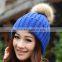 2014 New Women's Knit Cap Beanie Hat With Fur Korean Style Knitted Hat SV007977