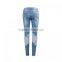 High Waist girls Jeans hollow Lace patchwork light blue new women sex pants