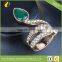 Animal Ring Jewelry For Women Finger Fashion Accessories Retro Gold Green Stone Snake Ring Party Gift