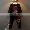 Girls Clothing Sets 2017 Spring Sportswear Rose Floral Embroidered Sequin sets M7041220