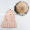 Child genuine fur bobble beanies winter raccoon real fur ball knit hat