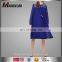 Lovely Girls Fashion Clothing Long Sleeve Floral Printed Women Dresses Navy Blue Pleated Top Tunic