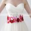Real Sample Elegant Sweetheart Ruffle Sequins Appliqued Zipper Backless Pick-ups Floor Length Bridesmaid Dress